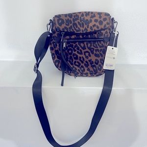 Brown leopard print crossbody purse